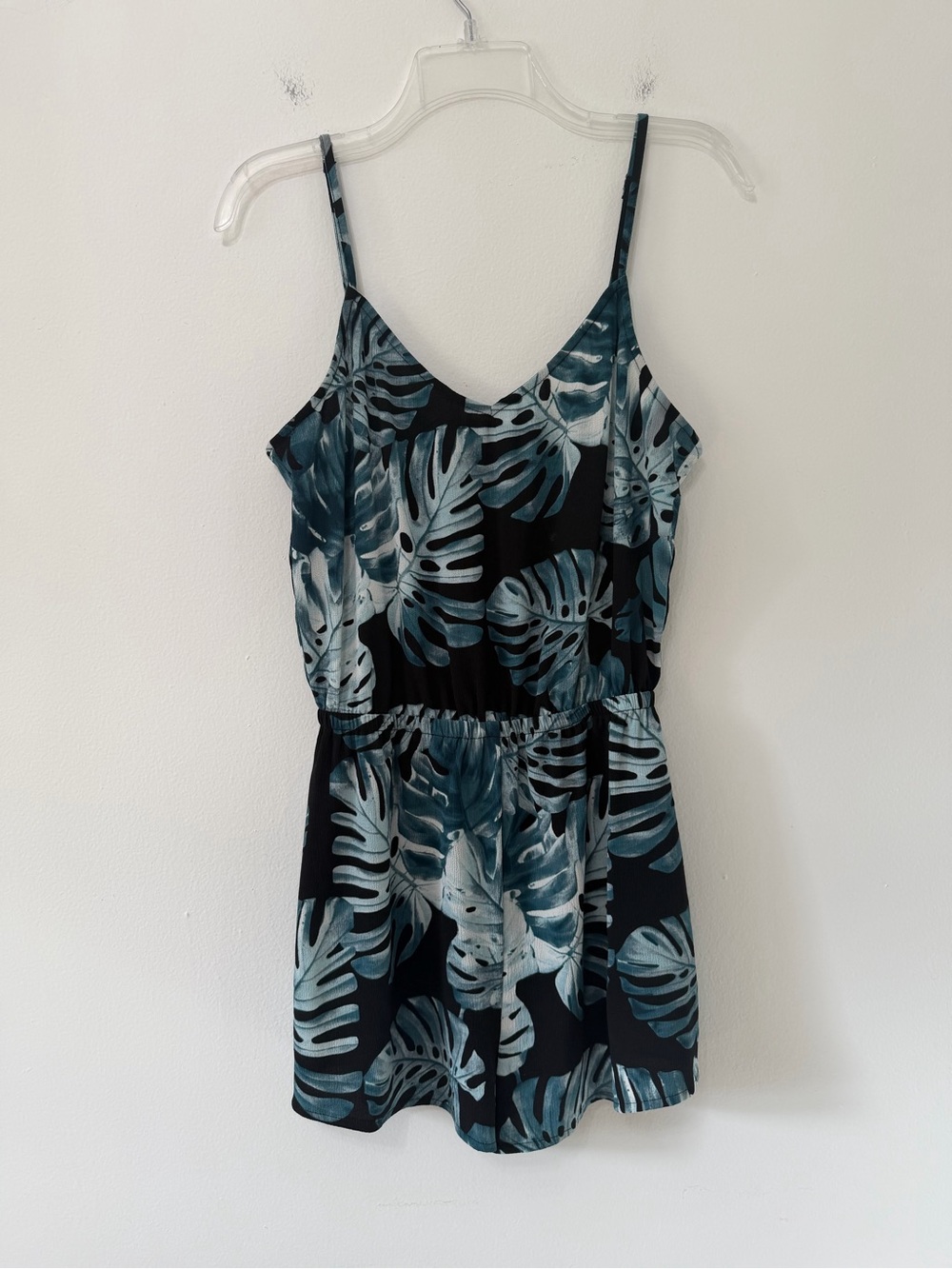 Show Me Your MuMu Black & Teal Leaf Print Romper